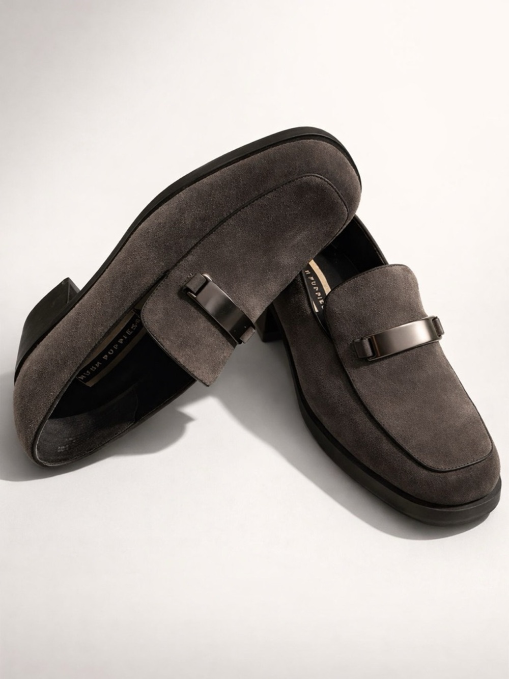 Hush Puppies Women's Gray Suede Slip-On Heels